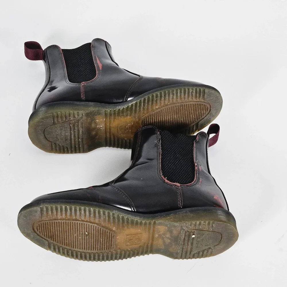 Dr Martens Burgandy Cherry Flora Arcadia Leather Chelsea Boots Womens 7